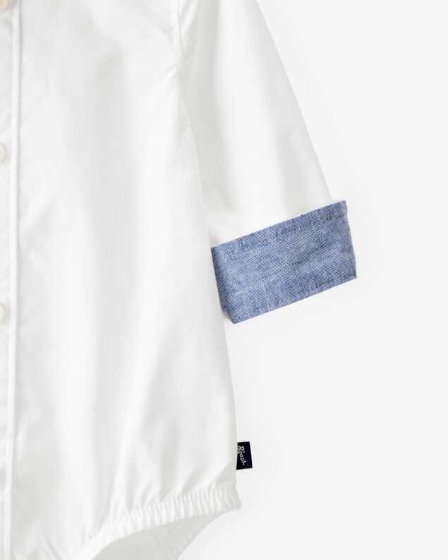 Product image 2 of Baby Boy Button-Front Long Sleeve Bodysuit - White
