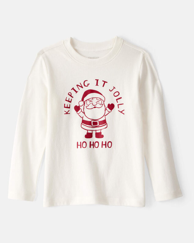 Product image 1 of Toddler Boy Christmas Keeping It Jolly Santa Long-Sleeve Graphic Tee - White