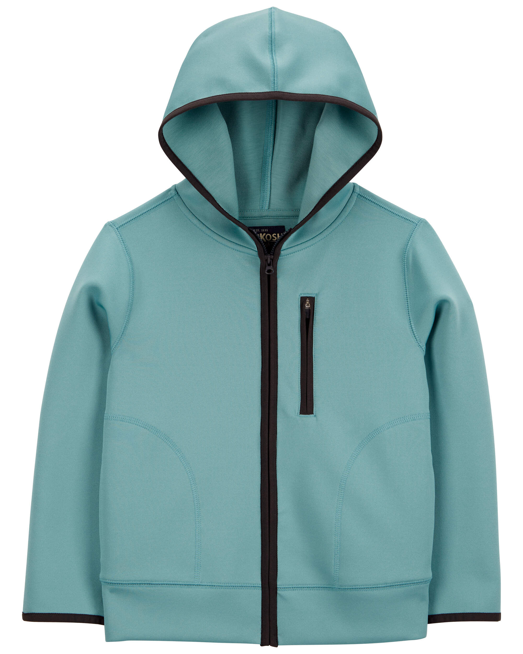 Kid Stretch Tech Zip-Up Hooded Jacket - Teal