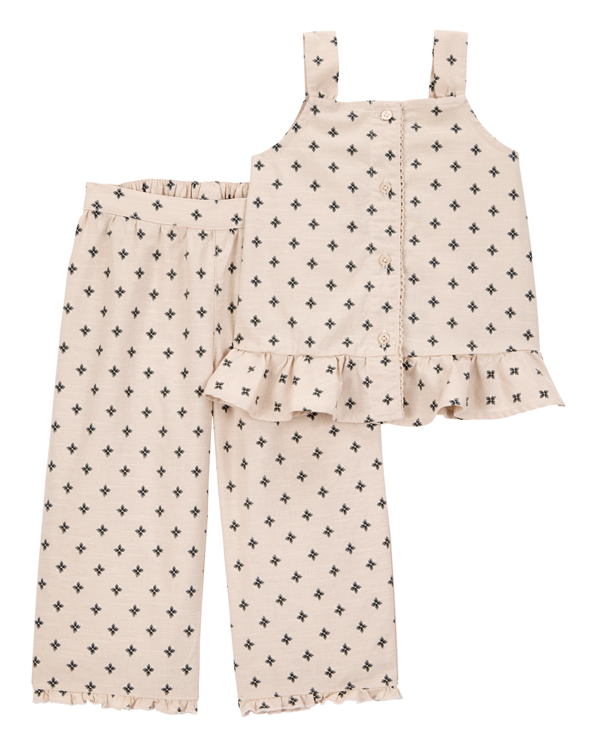 carter's Toddler 2-Piece Geo Print Button-Down Tank & Pull-On Pant Set - Tan