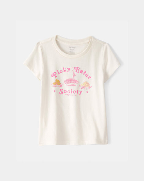 toddler girl 'picky eater' graphic tee - cream