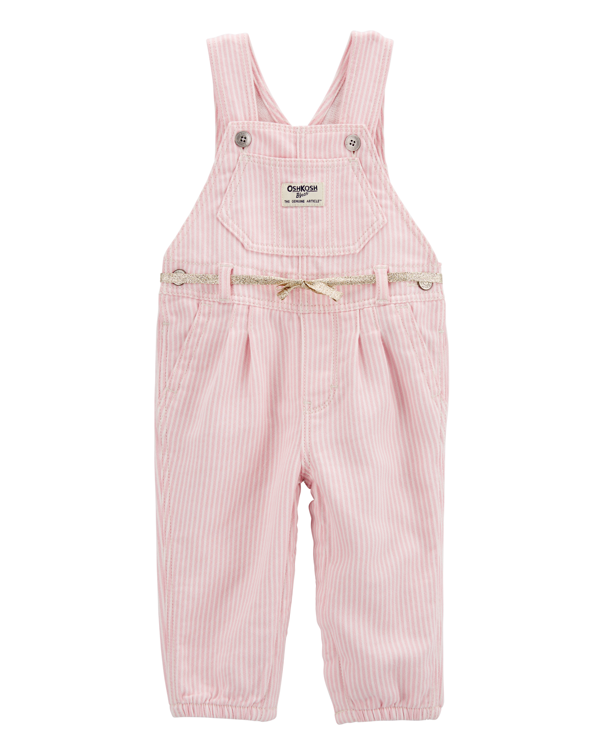 Baby Knit Denim Hickory Stripe Overalls - Pink - OshKosh