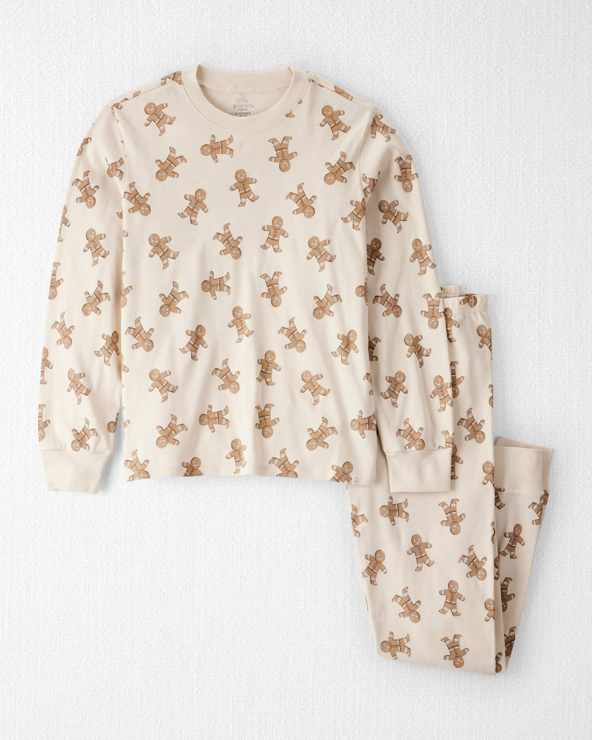 Kid Organic Cotton Pajamas Set Gingerbread Man Print