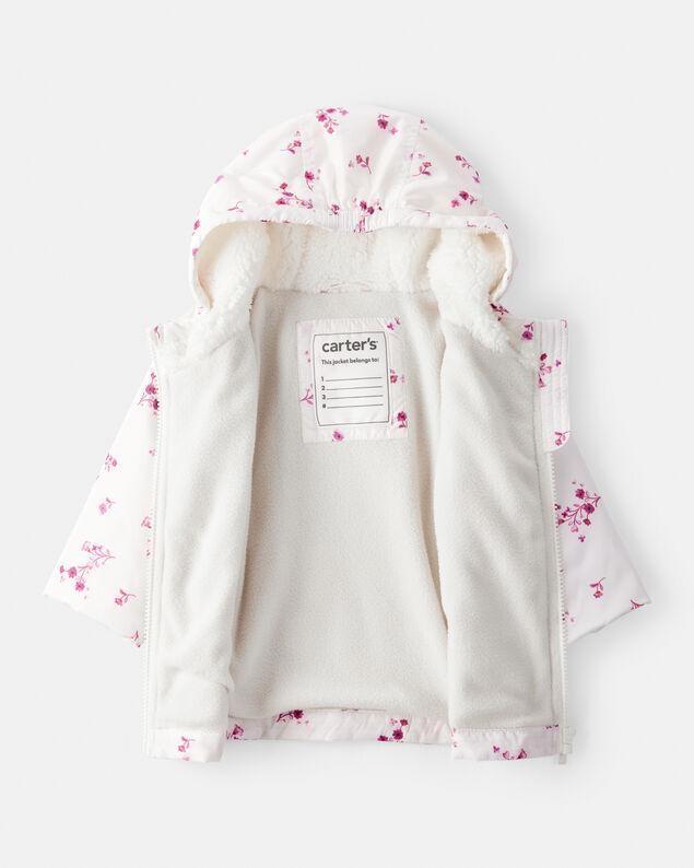Product image 2 of Baby Girl Floral Long-Sleeve Midweight Anorak Jacket - White