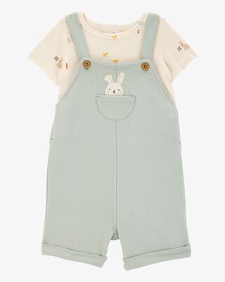 Product image 1 of Baby 2-Piece Tee & Bunny Shortall Set - Green