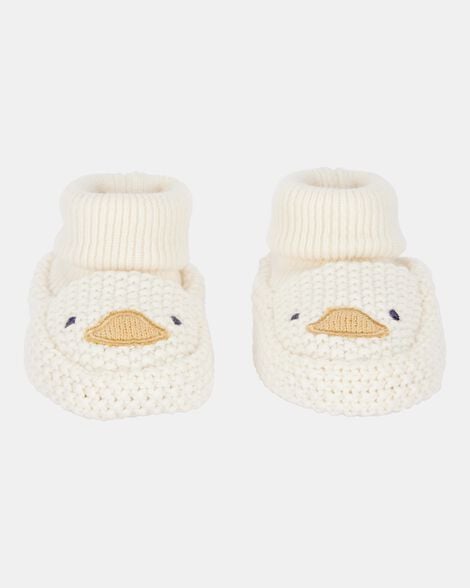 baby duck crochet booties - yellow