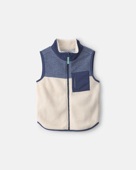 Boys Colorblock Vest - Cream/Blue