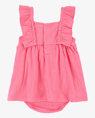 Product image 2 of Baby Floral Flutter Bodysuit Dress - Pink