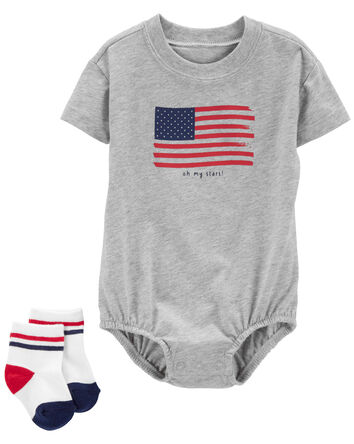 Baby American Flag Bubble & Socks Set