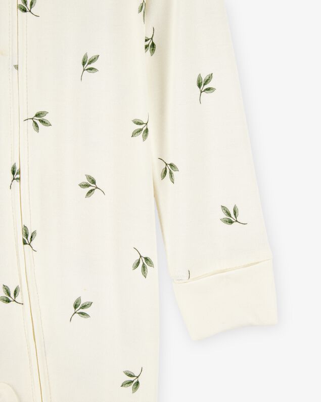 Product image 2 of Baby Leaf Print 2-Way Zip PurelySoft Sleep & Play Pajamas - Ivory