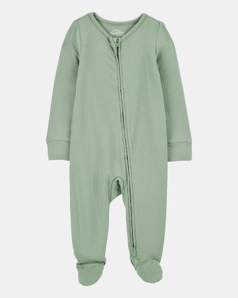 baby solid 2-way zip purelysoft sleep & play pajamas - green