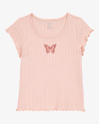 Product image 1 of Kid Butterfly Pointelle Baby Tee - Pink