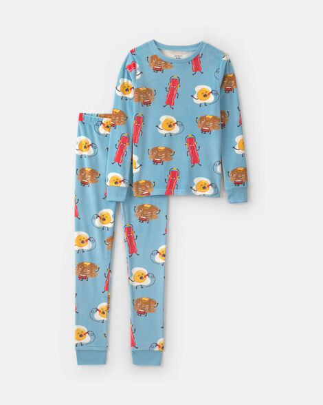 boys 2-piece breakfast foods dreamplush snug fit pajama set - blue