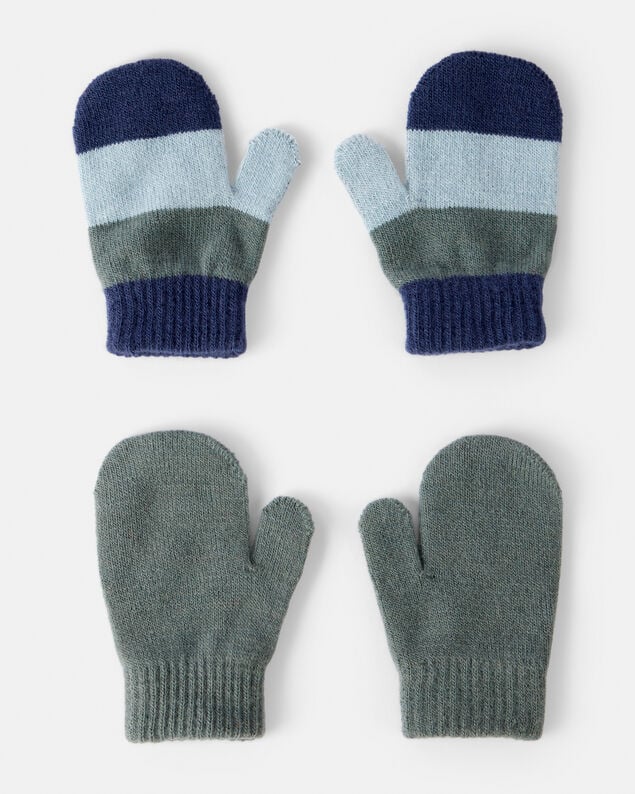 Product image 1 of Toddler Boy 2-Pack Striped Winter Mittens - Blue/Green