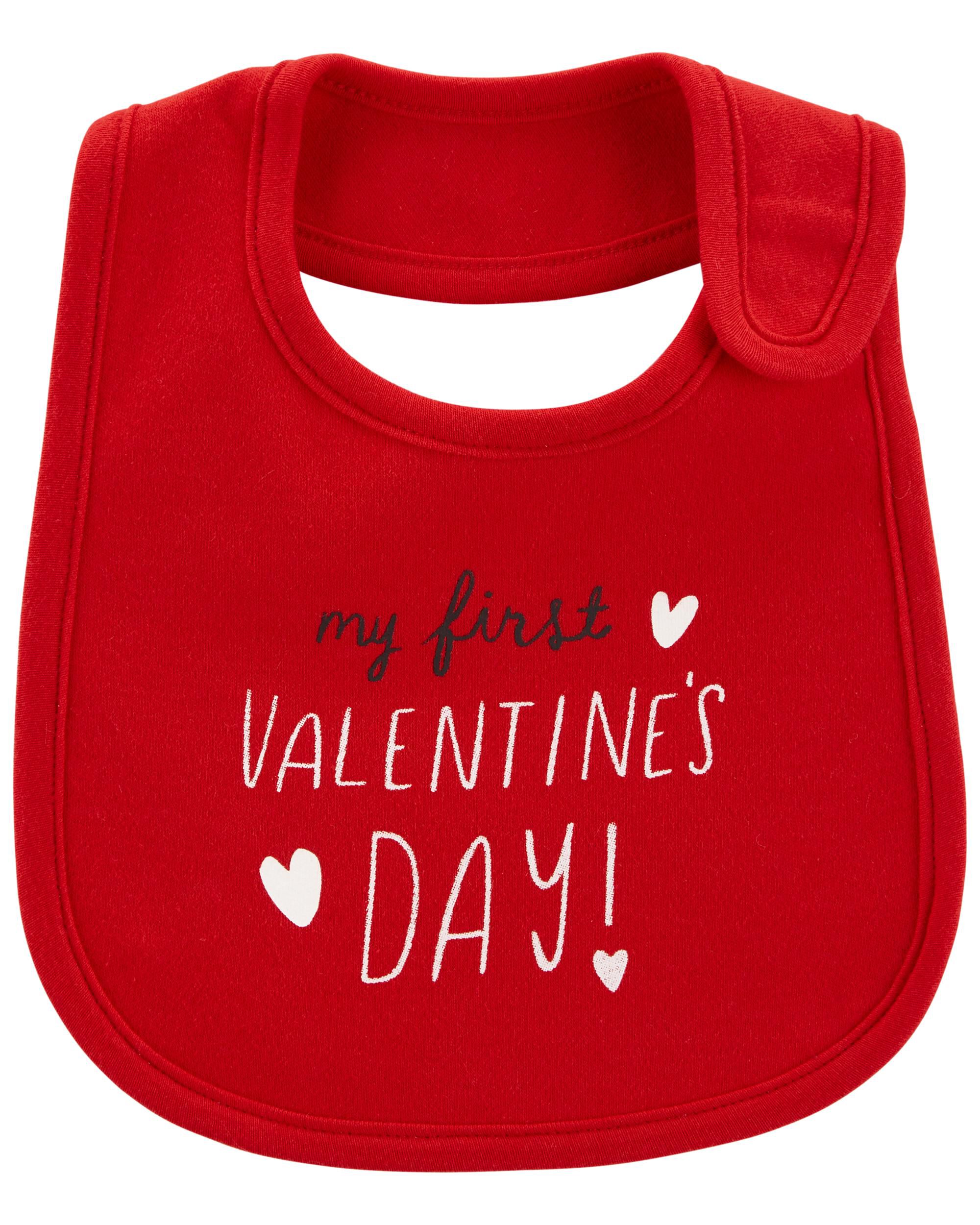 My 1st Valentines Day Embroidered Baby Pull-Over Bib Gift Valentine 