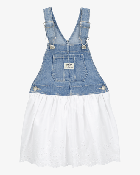 Toddler Stretch Denim Eyelet Jumper Dress