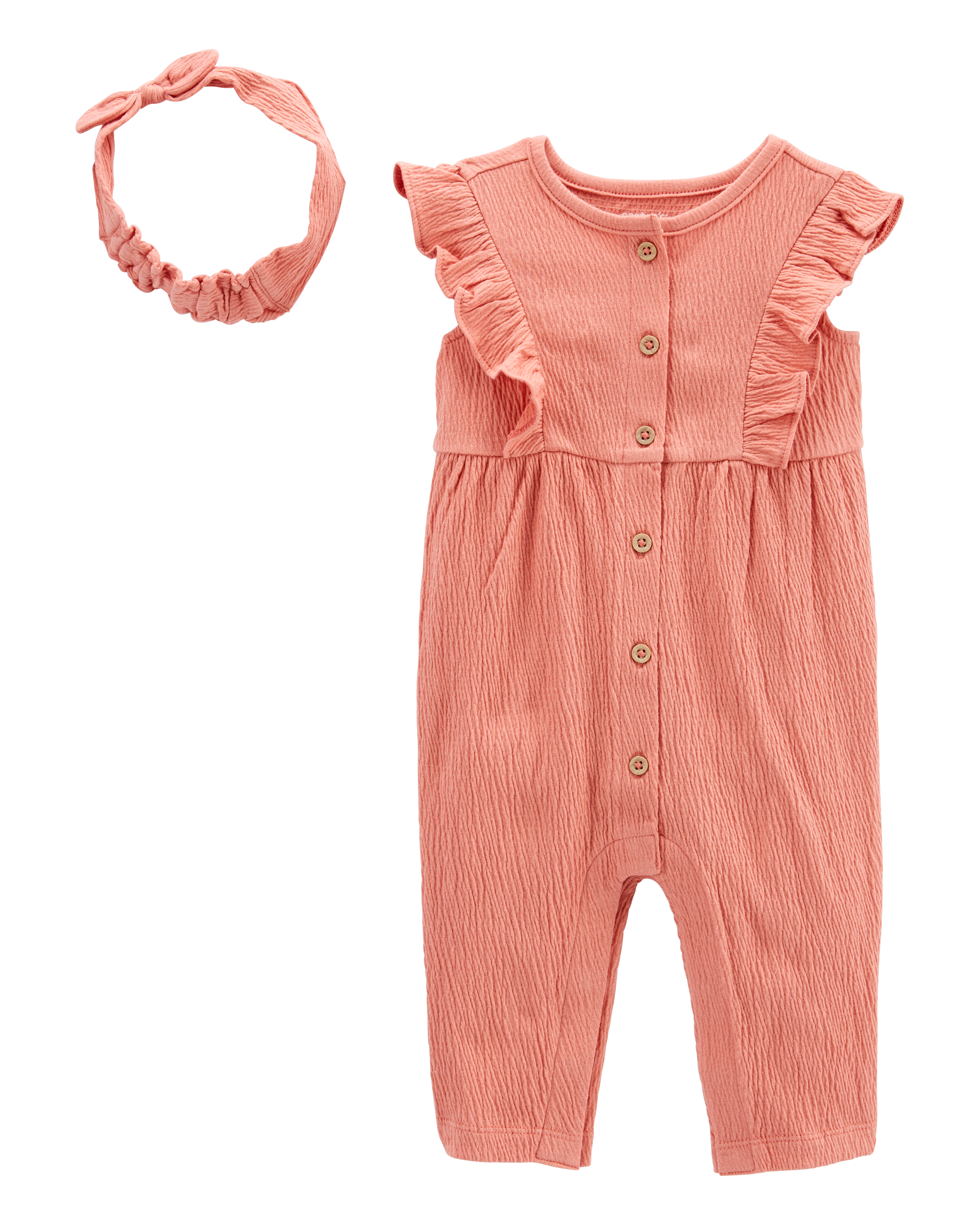Baby 2-Piece Crinkle Jersey Jumpsuit & Headwrap Set