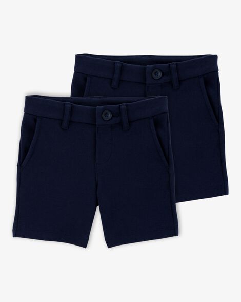  Product image 1 of Toddler 2-Pack Ponte Knit Uniform Shorts - Navy
