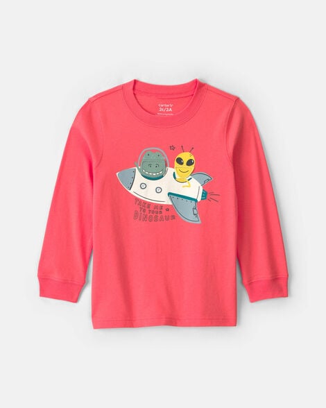 toddler boy space dino long-sleeve graphic tee - orange