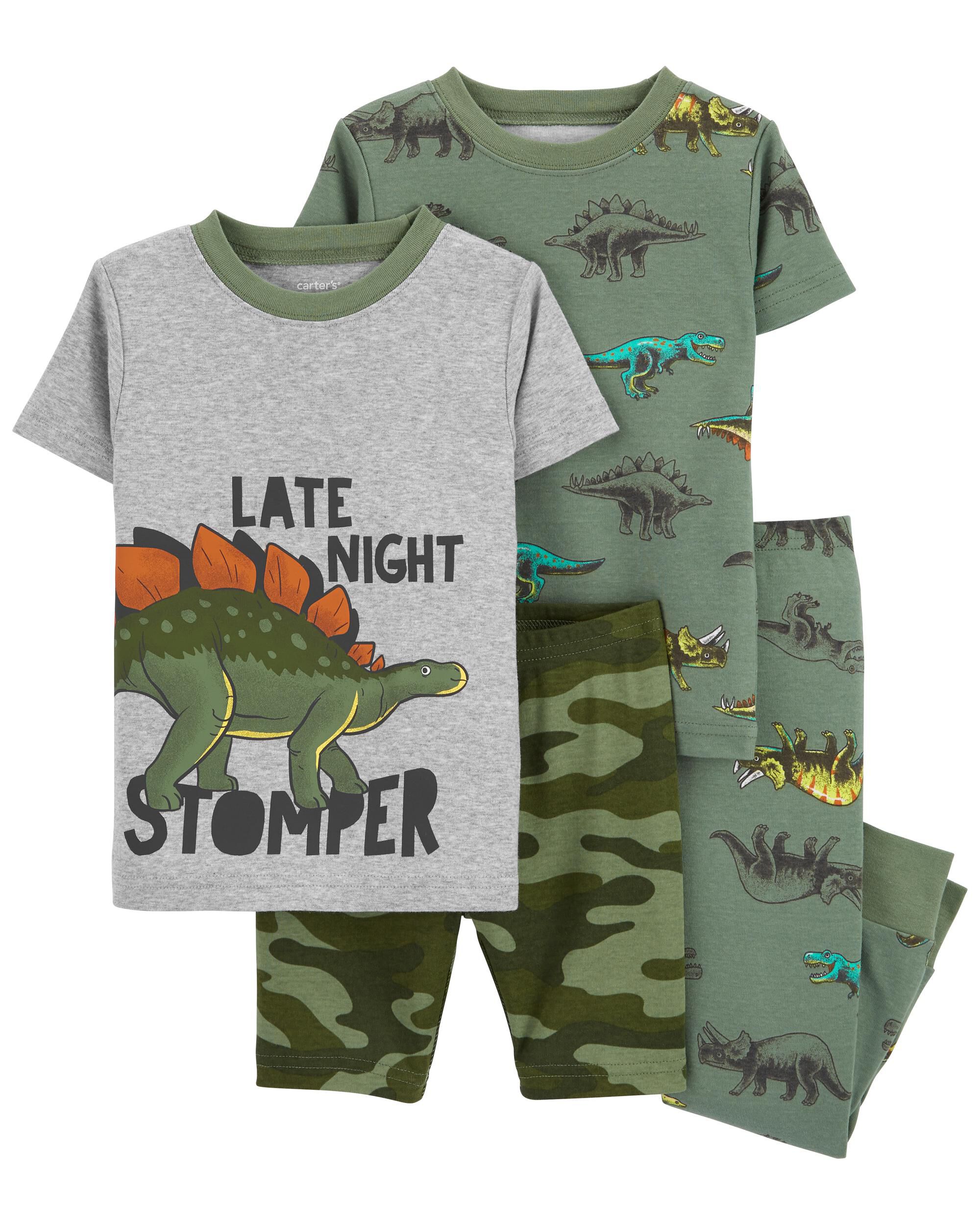 New Carter's Big Boys 4 Piece Dinosaur Pajama Set 6 7 8 