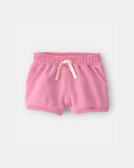baby girl french terry shorts - pink