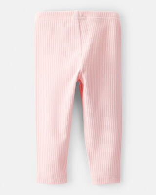 Product image 2 of Baby Girl Cotton Ribbed Stretch Leggings - Pink