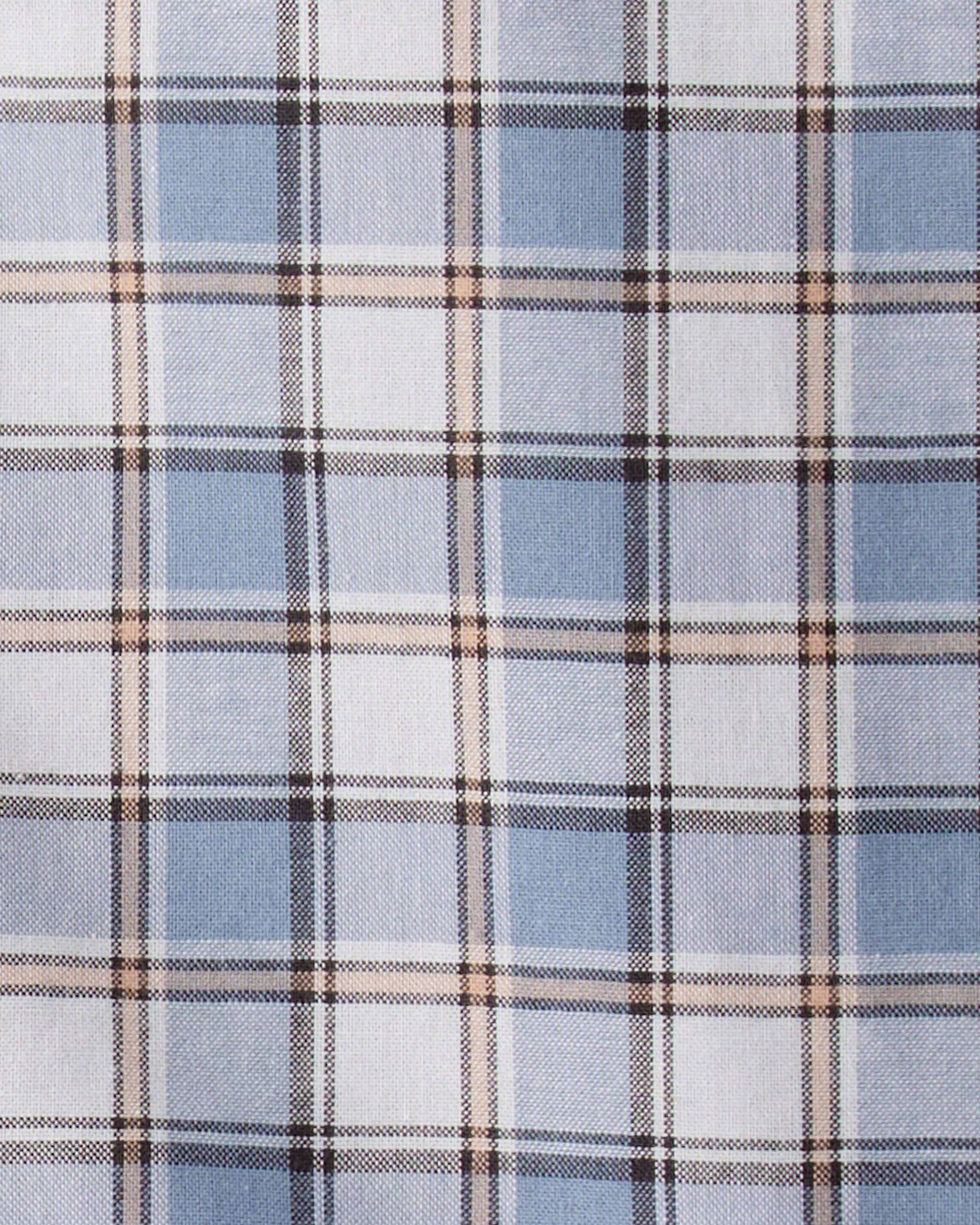 Toddler Boy Plaid Cotton Long-Sleeve Button-Down Shirt - Blue