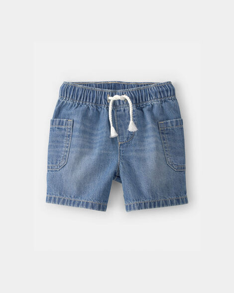 Baby Boy Denim Drawstring Shorts - Blue