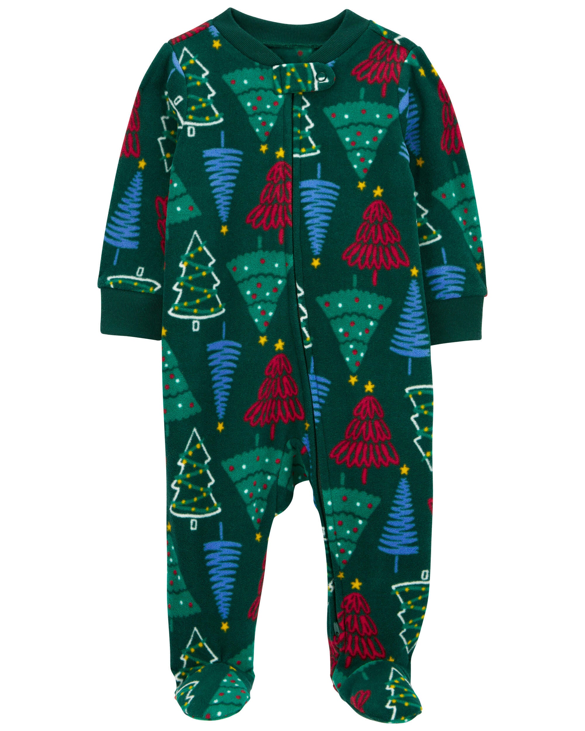 Christmas Trees Zip Up Fleece Sleep Play Pajamas