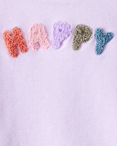 Product image 3 of Baby Girl Happy French Terry Long-Sleeve Pullover Sweatshirt - Purple