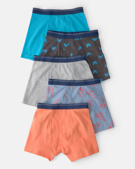 boys 5-pack gamer boxer brief underwear - orange/blue/grey