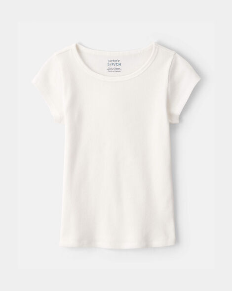 girls rib top - white