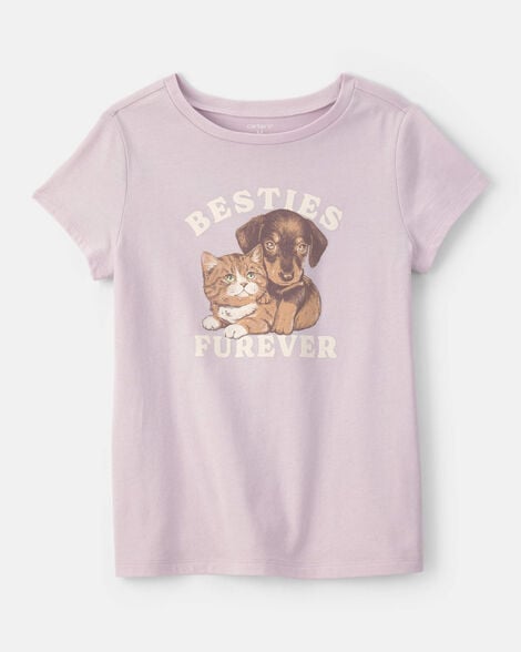 girls 'besties furever' graphic tee - purple
