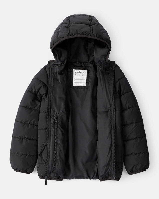 Product image 2 of Kid Hooded Puffer Jacket - Black