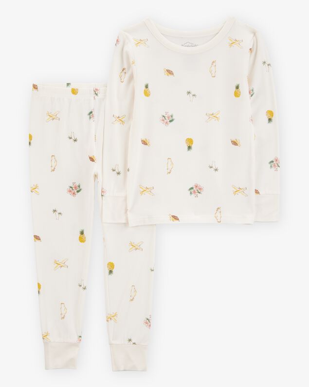Product image 1 of Toddler Tropical Print PurelySoft 2-Piece Pajamas - Ivory