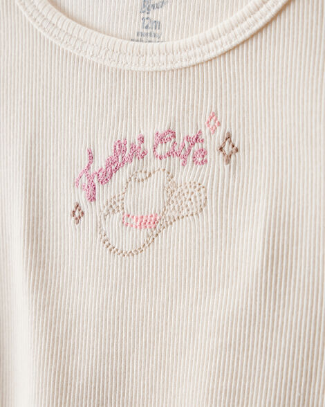 Product image 2 of Toddler Girl Cowgirl Hat Cotton Short-Sleeve Top - Ivory