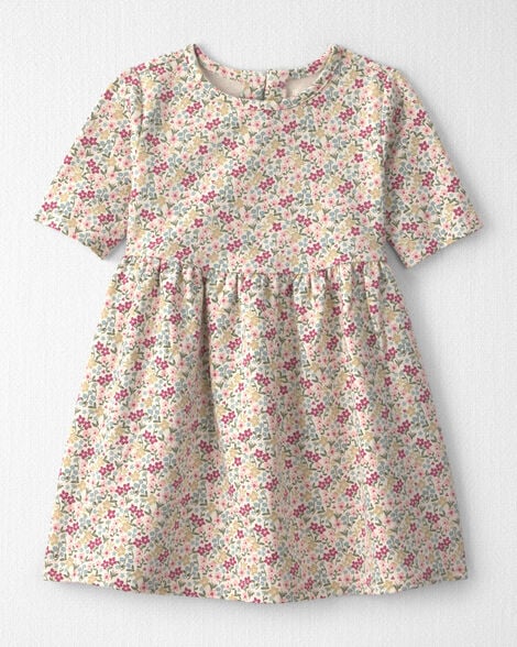 Toddler Girl Organic Cotton French Terry Dress in Floral