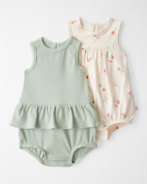 Baby Girl 2-Pack Organic Cotton Bubble Rompers