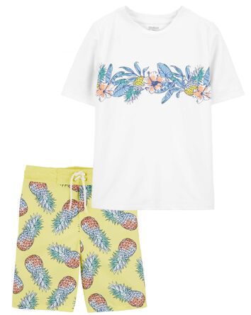 Kid Pineapple Rashguard & Swim Trunks Set
