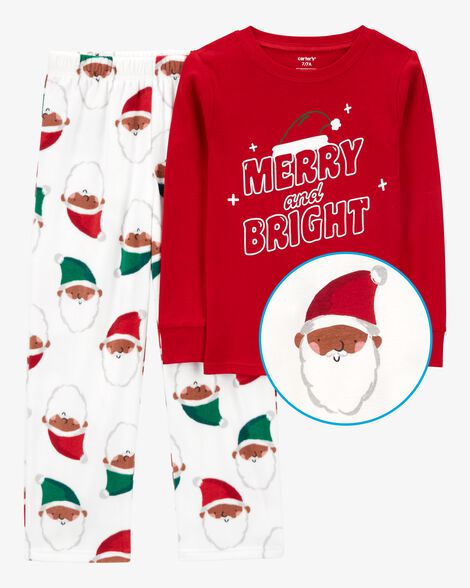  Product image 2 of Kid 2-Piece Santa Fleece & Cotton Pajamas