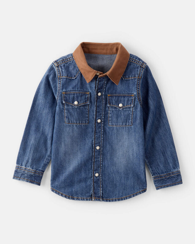 Product image 1 of Toddler Boy Western Denim Long-Sleeve Button-Down Shirt - Blue