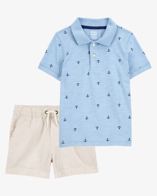 Product image 1 of Toddler 2-Piece Anchor Polo & Shorts Outfit Set