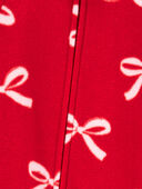 Red - Baby 1-Piece Christmas Bow Fleece Footie Pajamas, Selected
