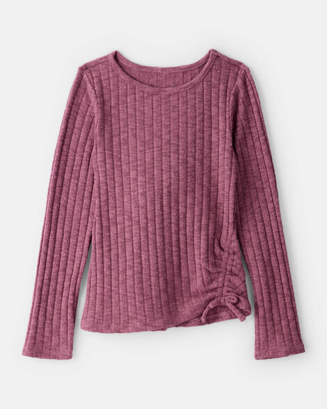 Girls Cinched Rib Top - Purple