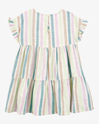 Product image 2 of Toddler Striped Tiered Linen Look-Alike Dress