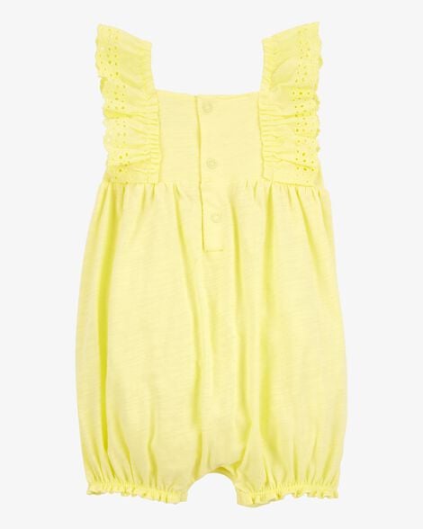 Product image 2 of Baby Girl Eyelet Flutter-Sleeve Romper -Yellow