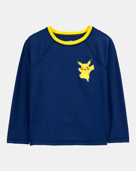 boys pokémon™ pikachu long-sleeve rashguard swim top - navy
