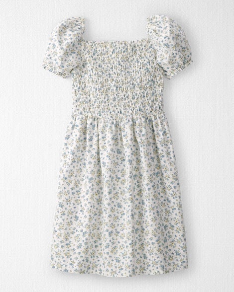 Girls Smocked Dress Made with Organic Cotton in Spring Bloom Print