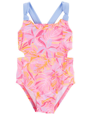 Baby Palm Print 1-Piece Cut-Out Swimsuit