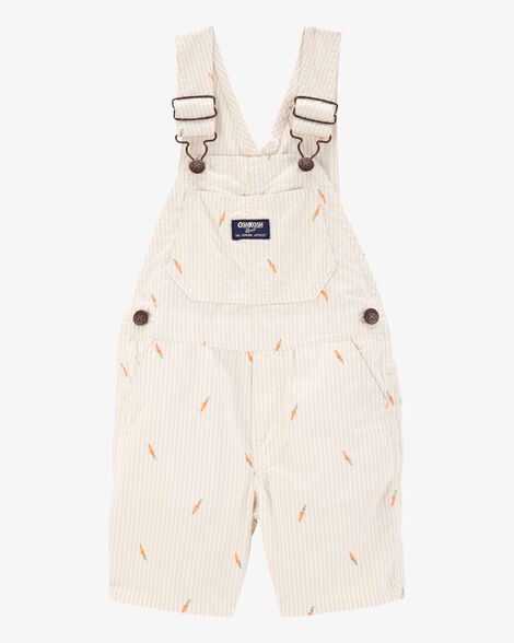  Product image 1 of Toddler Carrot Print Striped Shortalls - Cream